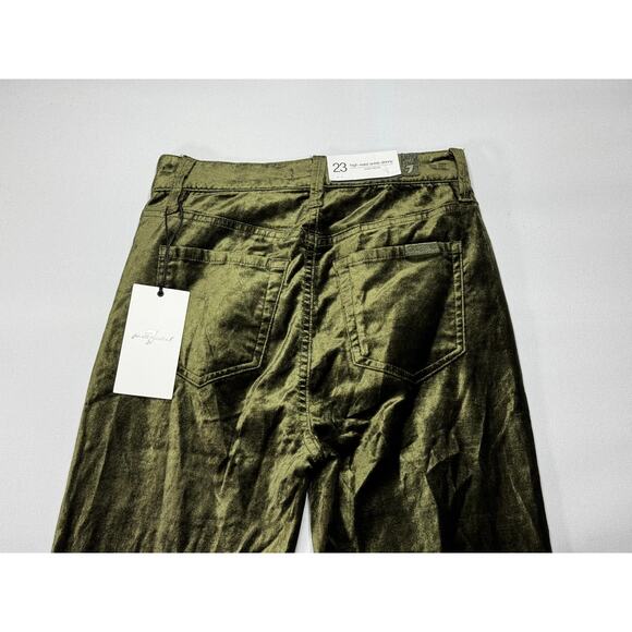 NWT 7 For All Mankind Women's High Waist Ankle Skinny Green Velvet Pants - 24x26 - Picture 4 of 8